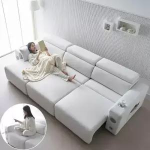 에보니아 알렉스 모션 슬라이딩 리클라이너 쇼파 4인용 아쿠아스웨이드텍스