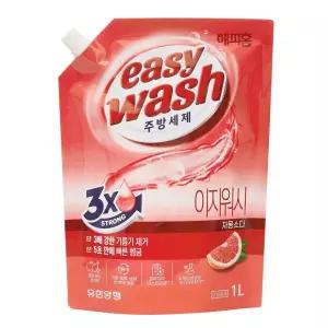 해피홈 이지워시 주방세제 리필 자몽소다 1L X 3개