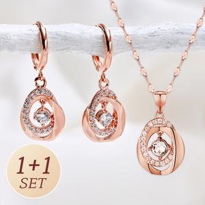 주리에떼 14K 18K 목걸이 귀걸이 세트 로즈골드 데일리 큐빅 비앙카 여자친구 금 목걸이 원터치 귀걸이 선물
