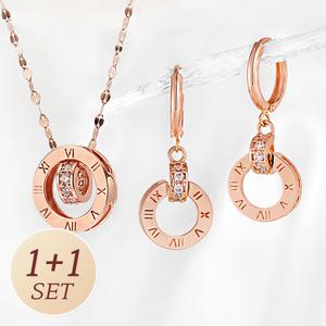 주리에떼 14K 18K 목걸이 귀걸이 세트 로즈골드 데일리 로마 프레리 여자친구 금 목걸이 원터치 귀걸이 선물