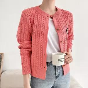 스마일 국산 여성 라운드 단추오픈 꽈배기 간절기 니트 가디건 21DS-WCD-3145-