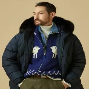 헤지스 남성 24FW 네이비 울 퍼피 코위찬 가디건 HZSW4D485N2