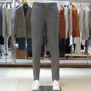 [바쏘](의정부점)24 FW 수입원사 사방스판 SETUP PLAY 헤링본패턴 캐주얼 남성정장바지 슬랙스 블랙그레이