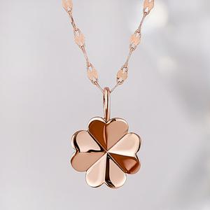 14K 18K 체인 목걸이 45cm 로즈골드 플라워 데일리 행운의 클로버 라일라 금목걸이