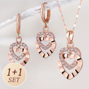 주리에떼 14K 18K 목걸이 귀걸이 로즈골드 데일리 심플 레이어드 하트 엘라 여자친구 금목걸이 원터치 귀걸이 선물