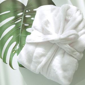 극세사 롱 샤워가운 화이트 남녀공용 목욕 타올 로브