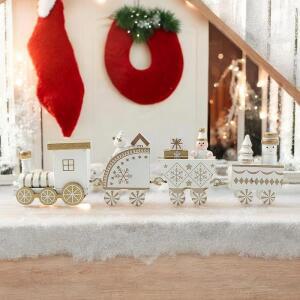 [HYIK99ZI_4B]징글벨 성탄절장식품 원목 기차 테이블장식