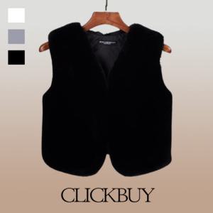 클릭버이 고급스러운 양모베스트 에코퍼 인조퍼 밍크조끼