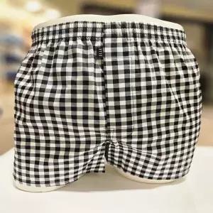 엘르이너웨어 블랙 깅엄체크 면 남성 트렁크 EDMTK174 BK