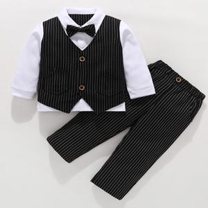유아동 남아 하객룩 촬영용 스트라이프 조끼 정장 세트