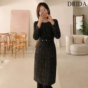 [엄마옷드리다] 여성 겨울 트위드 슬림 H라인 벨트 셋트 정장 빅사이즈 원피스 40 50대 미시 .._P383267071