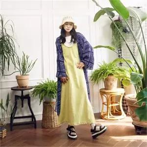 [앞머리]상큼한 내추럴 수술 뷔스티에 롱 원피스n415_P077975292