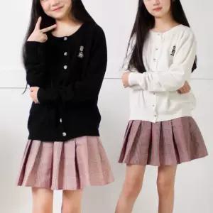 주니어 라운드넥 자수 캐릭터  긴팔 간절기 니트 가디건 중학생 봄 가을 스쿨룩 코디템