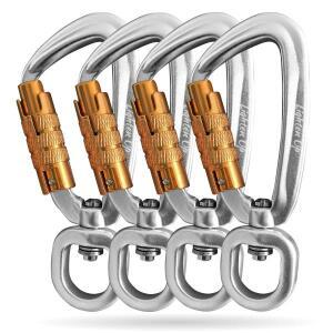 자동 잠금 카라비너 헤비 듀티 후크 개 가죽 끈 클립 스냅 7075 항공 알루미늄 회전 애완 버클 4KN 1/4