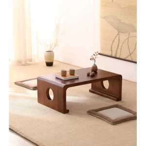 전통 찻집 다다미 교자상 원목 좌식 테이블 발코니 다도