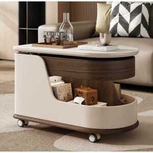 리프트업 거실 테이블 타원형 리프트 식탁 쇼파 높이조절 탁자