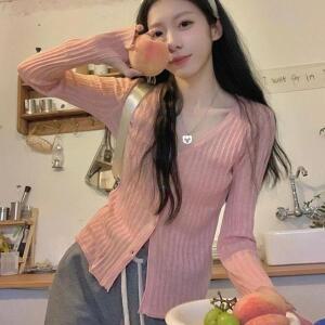 [셀러허브]여름 긴팔 감성시스루 가디건 얇은 브이넥 가디건 (S31583923)