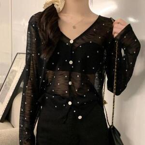 [셀러허브]큐티 도트 스타일긴팔 니트 가디건 여름가디건 여성옷 (S31585093)