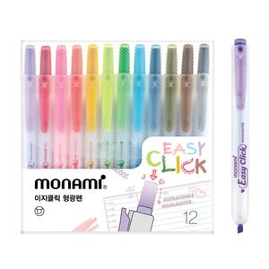 (모나미)이지클릭 형광펜 12색 세트/노크식 형광펜