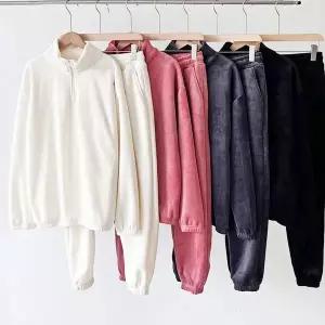 [하프클럽/]여자 골덴 기모 반집업 조거 상하 트레이닝복 세트