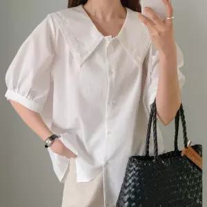 여성 여름 하객 패션 레이스 카라 빅사이즈 셔츠