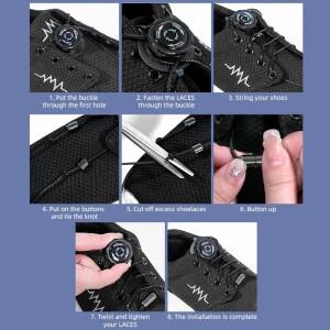 1쌍의 금속 와이어 회전 자동 버클 로프 운동화 신발 끈 어린이성인용 넥타이 없음