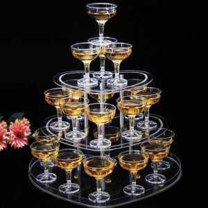 샴페인타워 웨딩 와인 전시 파티용 뷔페 플라스틱 축하 디스플레이