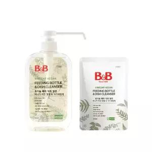 [비앤비]비건 유아 젖병&식기 세정제 600ml 용기형 1개+ 500ml 리필형 1개