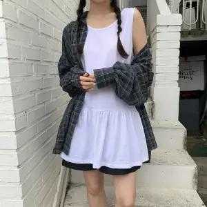 여성 러블리 코튼 민소매 롱 셔링 나시티