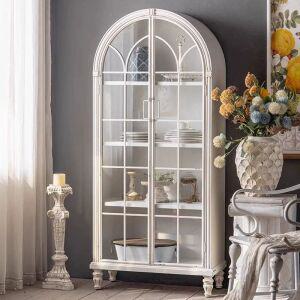 빈티지 그릇장 화이트 미니찬장 찻장 식기 수납장