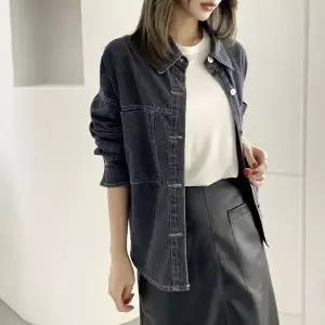 [보리보리/마미누리]마크 청 데님 남방 면 자켓 빅사이즈 여성 가을 아우터상의