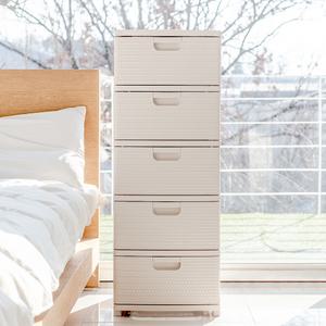 국내제작 라탄 5단 플라스틱 서랍장 침실 옷 서랍정리함 다용도 수납함