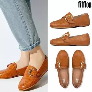 [핏플랍] Dynamicush 리스벳 크록 로퍼 카멜 레더 여성 신발 AK5-592