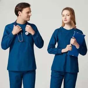 지퍼형 스크럽복 남녀공용 간호사 유니폼 긴팔 병원 근무복 의료 의류
