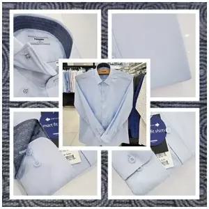 [레노마]슬림핏/활동성 편한 스판/카라-스냅 버튼/옴므 정장 와이셔츠 RZRSLP103 BU_US