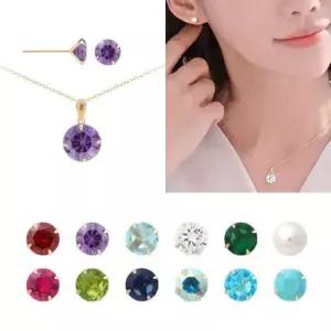 14K 탄생석 컬러 큐빅 금 귀걸이 목걸이 주얼리 세트 고급목걸이 금목걸이 목걸이선물 금선물