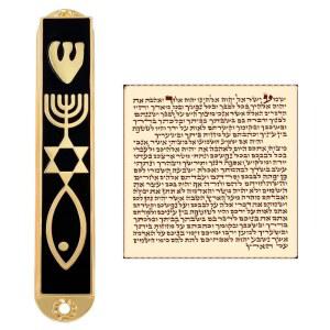 데이비드 에나멜 메시안 씰 메주자 이스라엘 아트 유다이카 선물 3.5인치(블랙)의 도어 메노라 스타 스크롤 보호 케이스