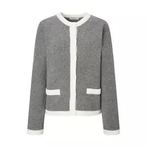 [롯데백화점]헤지스레이디스 알파카 블렌디드 배색 라운드넥 가디건 HSSW5D905