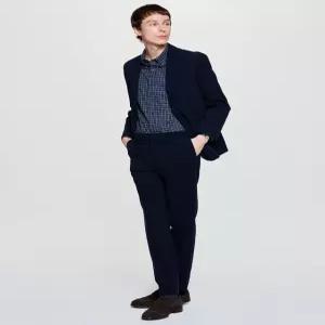 헤지스 남성 25FW [시즌오프][CORDUROY] 네이비 폴리 코듀로이 셋업 자켓 HZJA5D402N2