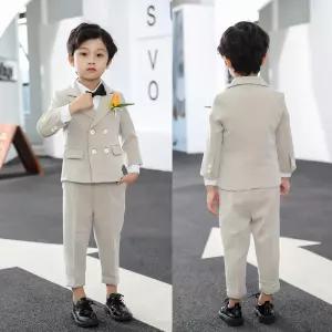 루나버블 투버튼 베이지 더블 정장 세트 투피스 5-17호 (자켓+바지+보타이+코사지) 아동 남아 어린이 키즈 결혼식 하객 화동 행사 졸업 촬영 입학 생일 상하 턱시도 정장세트