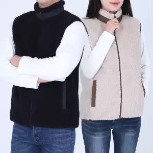 가을 겨울 남성 양털 뽀글이조끼 후리스 양모 빅사이즈 커플 집업 방한 보온 경량 플리스 간절기 융털 바람막이 털조끼