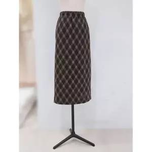 갤러리아 [SOUP] 타탄체크  밴딩 H라인 미디 스커트 SBASR33