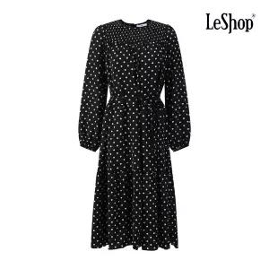 [롯데백화점]르샵 스모크 넥 라인 도트 패턴 리본 원피스 BP9OP019A