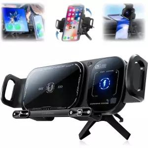 무선 충전 회전 차량 거치대 고급 지능형 2in1 자동 휴대폰 원클릭 범용 차량용 충전기 빠른 대시보드 에어