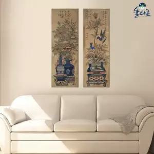 기명화조도 2폭 병풍 1 민화 도안 본그림 민화그리기 공모전 취미 원데이클래스 컬러링 본