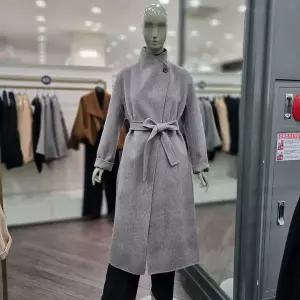 [시슬리]버디 숄카라 벨티드 롱 코트 (SACTC6561 멜란지그레이,블랙)