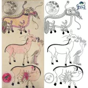 영수화 1 본그림 민화 도안 민화그리기 민화본 동물그림 용그림 취미 컬러링 원데이클래스