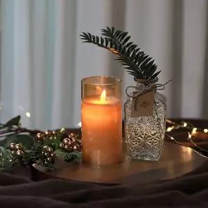 [NS홈쇼핑]LED 글라스 오브제 리얼 파라핀 촛불 양초 캔들 12.5cm 무드등 이벤트..