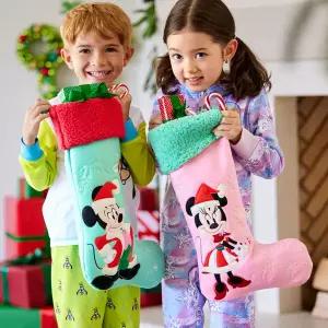[공식] 크리스마스 미키와친구들 미니마우스 선물 보관 대형 양말 핑크 (116q124u422)