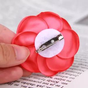 조화 패션 브로치 꽃코사지 카멜리아 코랄핑크 6cm